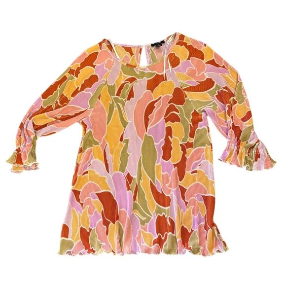 Halogen Pleated Floral Blouse 2X Retro Spring Top Y2K - Picture 5 of 10